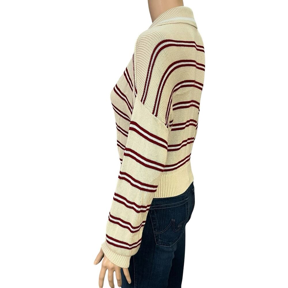 PINK Victorias Secret Striped Polo Sweater XS Collared Cropped Academia Preppy - Picture 3 of 8
